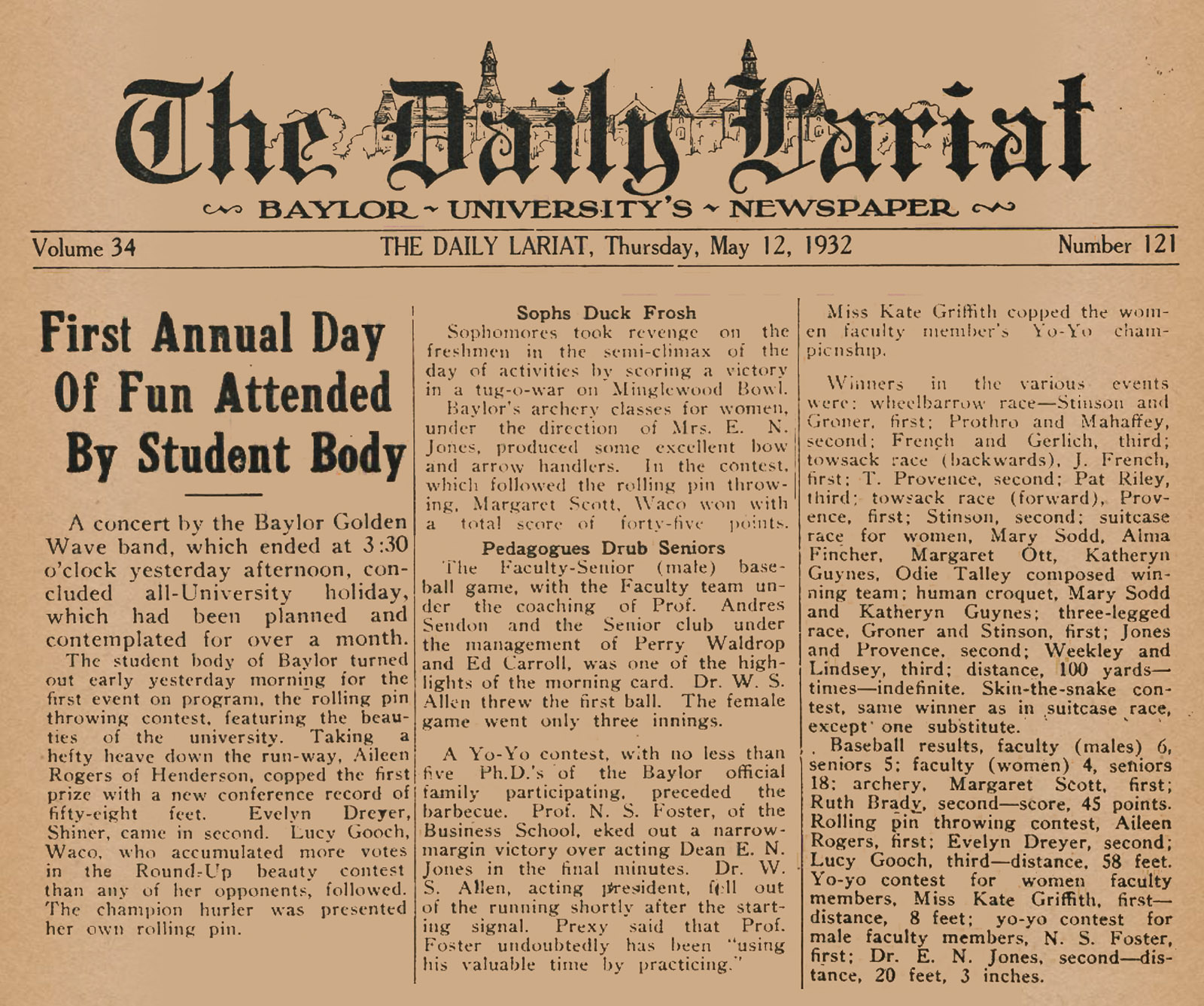 Lariat Article from Dia 1932