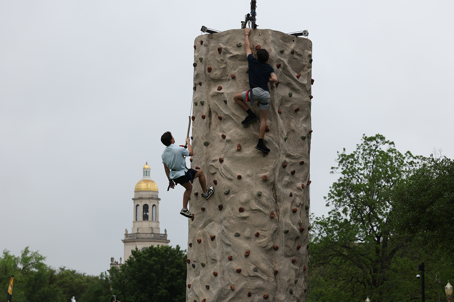 Baylor Students on a climbing wall